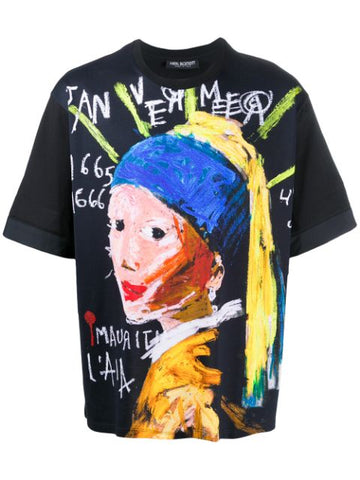 Neil Barrett Girl with a Pearl Earring print T-shirt 20FW