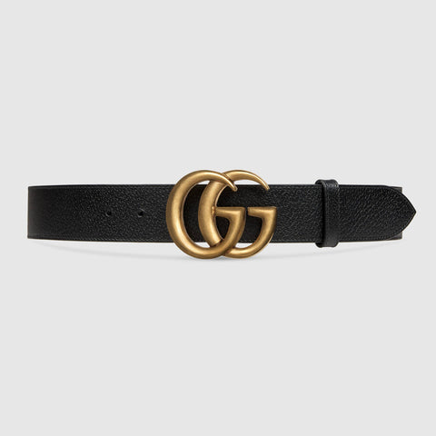 Gucci 406831-DJ20T-1000 Leather Belt With Double G Buckle